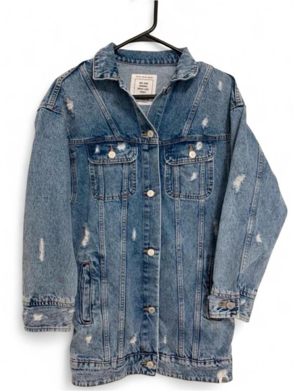 Pull&Bear Distressed Denim Jacket - Picture 2 of 8